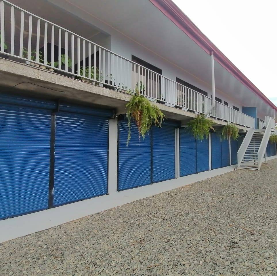 Blue roller door storage units
